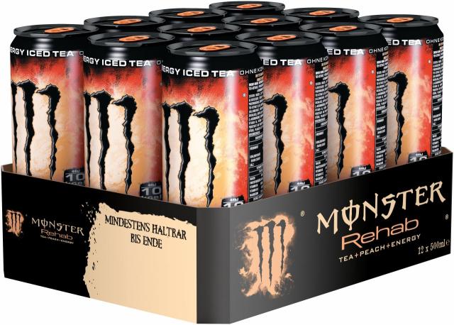 Monster Energy Rehab Iced Tea Peach 12x500ml Can CCEP